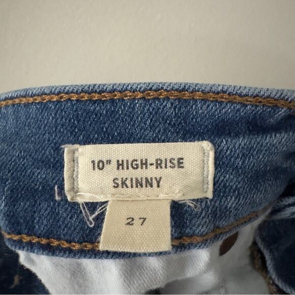 Madewell 10” High Rise Skinny Jeans Medium Wash Button Fly Pockets Stretch Logo - Picture 7 of 10